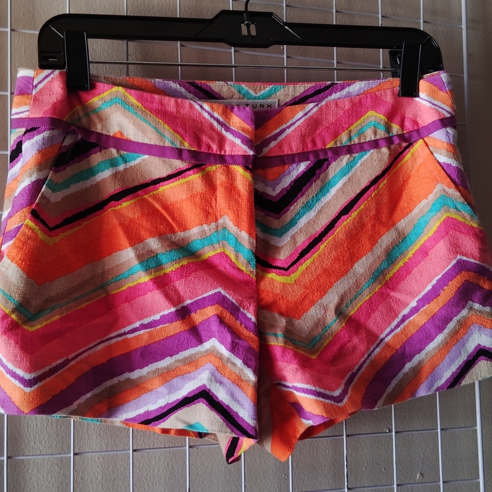 Trina Turk Corbin 2 Cotton Blend Chevron Textured Tailored Shorts Women’s US 2